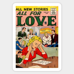 Vintage Romance Comic Book Cover - All For Love Sticker